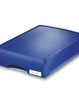 Autentický Leitz Plus - plně uzavřený kancelářský odkladač - modrý