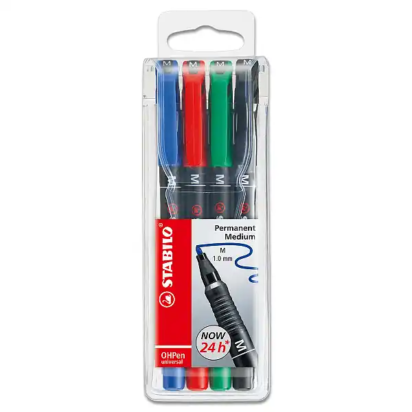 Ověřený STABILO OHPen universal 843 Medium - permanentní popisovač - sada 4 barev
