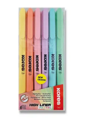 Autentický Kores High Liner Pastel - zvýrazňovač - sada 6 barev