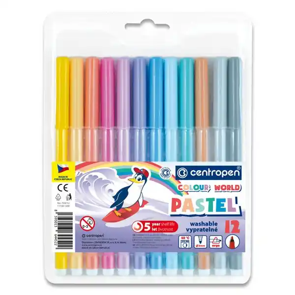 Centropen Colour World 7550/12 Pastel - popisovač - sada 12 pastelových barev Jen Po Omezenou Doba