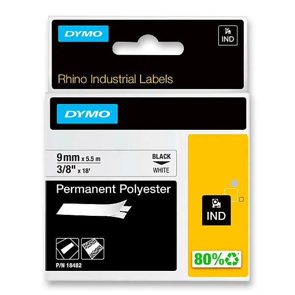Dymo Rhino 18482 - originální polyesterová páska - černo-bílá, 9 mm x 5,5 m Nová Kolekce