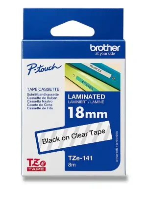 Značkový Brother TZE-141 - náhradní páska - 18 mm x 8 m, černo-transparentní