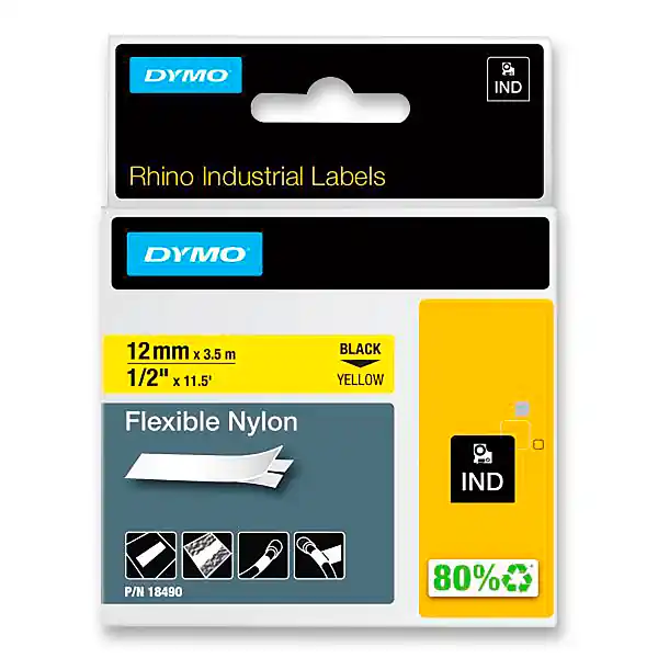 Dymo Rhino 18490 - nylonová flexibilní páska - černo-žlutá, 12 mm x 3,5 m Časově Omezené