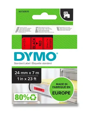 Autentický Dymo D1 S0720970 - originální polyesterová páska - 24 mm × 7 m, černo-červená