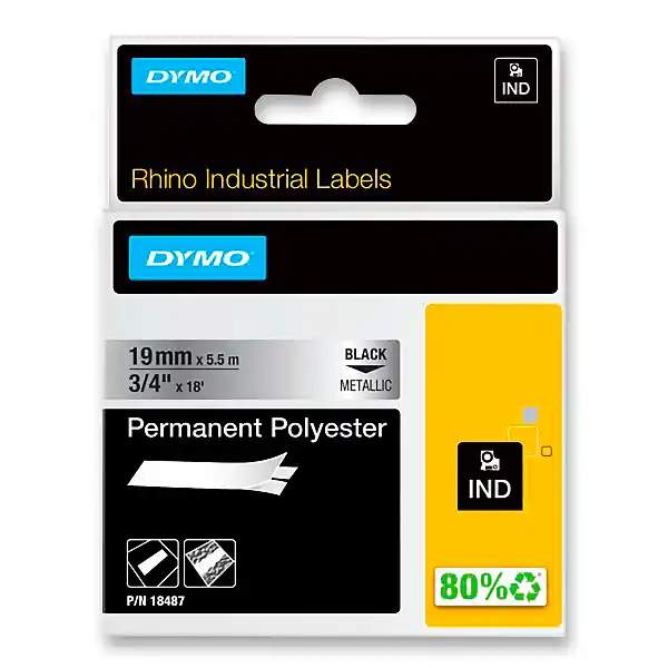 Cenový Hit Dymo Rhino 18487 - originální polyesterová páska - černo-metalická, 19 mm x 5,5 m