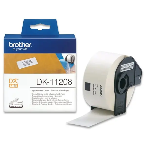 Tovární Cena Brother DK-11208 - originální papírové štítky - široké adresní, 38 x 90 mm, 400 ks