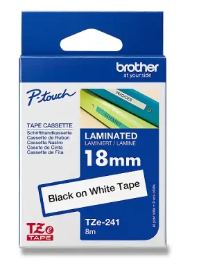 Aktuální Brother TZE-241 - náhradní páska - 18 mm x 8 m, černo-bílá
