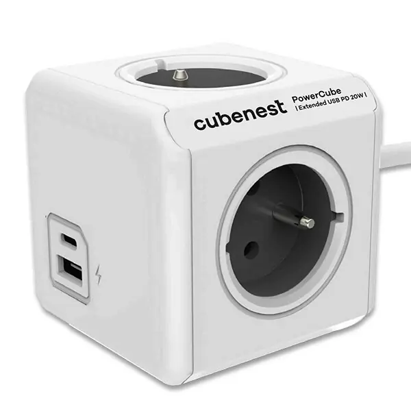 Speciální Cena Cubenest PowerCube Extended- rozbočovací zásuvka - USB A+C, 20 W, 1,5 m, šedá