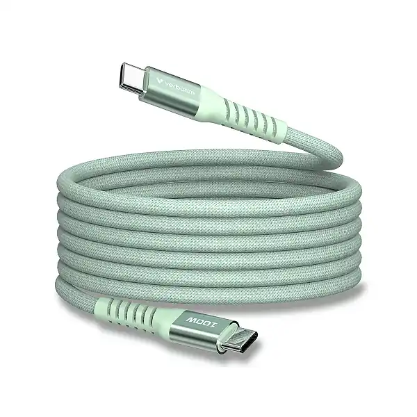 Verbatim - magnetický USB kabel - USB-C / USB-C, 100 W, 1,2 m, zelený Nízká Cena
