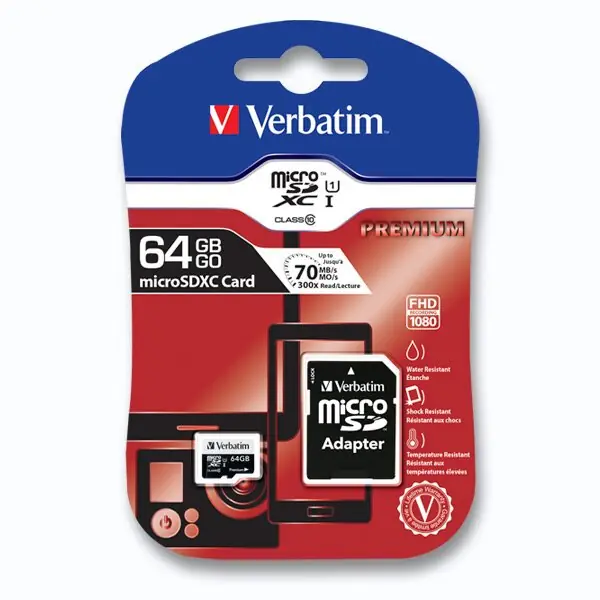 Verbatim micro SDXC - paměťová karta - micro SDXC 64 GB + adaptér Výhodná Nabídka