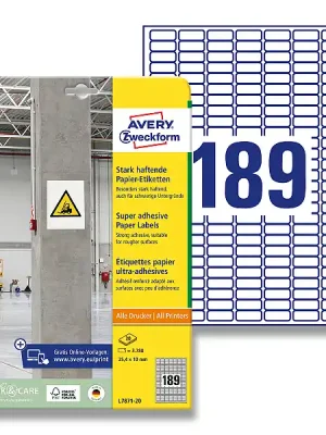 Avery Zweckform - etikety s vysokou lepivostí - 25,4 × 10 mm, 3780 etiket Super Cena