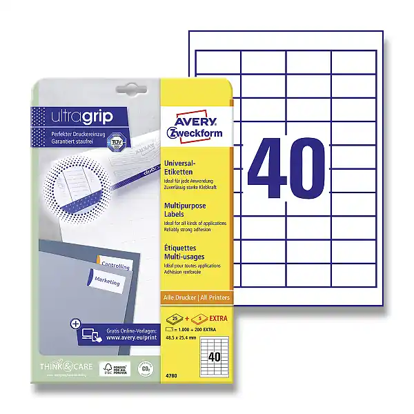 Jen Po Omezenou Doba Avery Zweckform - univerzální etikety - 48,5 × 25,4 mm, 1200 etiket