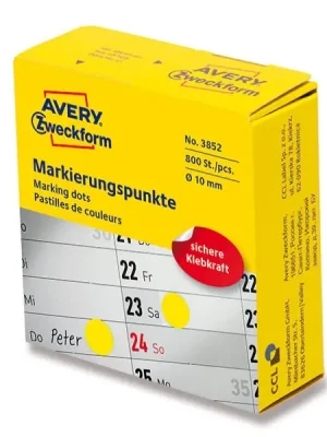 Autentický Avery Zweckform - permanentní kulaté etikety na roli - 10 mm, 800 etiket, žlutá