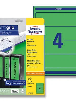 Avery Zweckform - etikety na pořadače - 192×61 mm, 80 etiket, zelené Akce