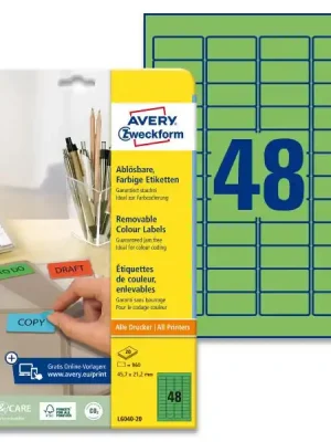 Akce Avery Zweckform - nepermanentní etikety - 45,7 x 21,2 mm, 960 etiket, zelené