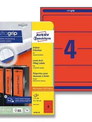 Avery Zweckform - etikety na pořadače - 192×61 mm, 80 etiket, červené Kup Teď