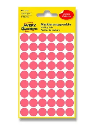 Akční Nabídka Avery Zweckform - kulaté etikety - průměr 12 mm, 270 etiket, červené neon