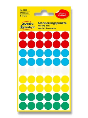 Avery Zweckform - kulaté etikety - průměr 12 mm, 270 etiket, mix barev Objednat Nyní