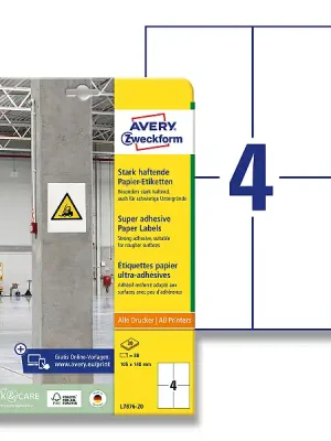 Avery Zweckform - etikety s vysokou lepivostí - 105 × 148 mm, 80 etiket Nová Kolekce