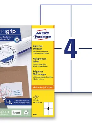 Akční Nabídka Avery Zweckform - univerzální etikety - 105,0 x 148,0 mm, 400 etiket