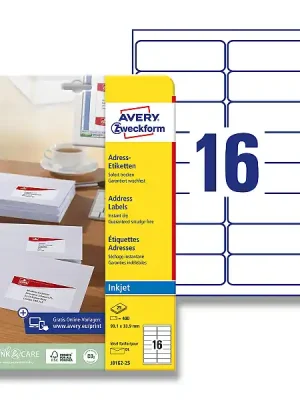 Avery Zweckform - adresní etikety - 99,1×33,9 mm, 400 etiket, inkjet Nová Kolekce