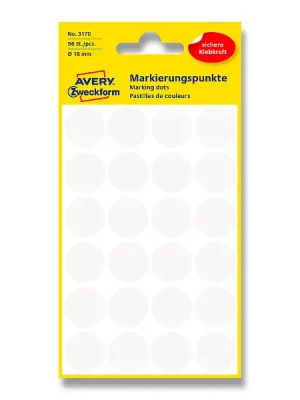 Avery Zweckform - kulaté etikety - průměr 18 mm, 96 etiket, bílé Akční Nabídka