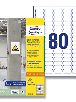 Avery Zweckform - etikety s vysokou lepivostí - 35,6 × 16,9 mm, 1600 etiket Víkendová Akce