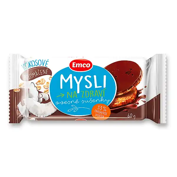 Emco Mysli na zdraví - cereální sušenky - polomáčené kokosové, 60 g Odeslání Ihned