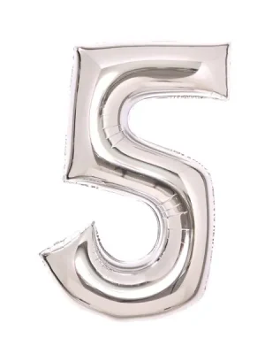 Značkový Nafukovací číslice - stříbrné, č. 5