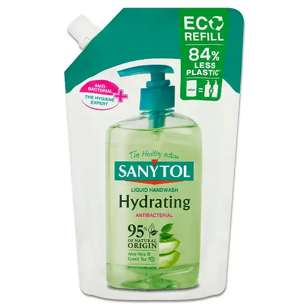 Levný Sanytol Hydratující - tekuté mýdlo - náhradní náplň Aloe Vera & Zelený čaj, 500 ml