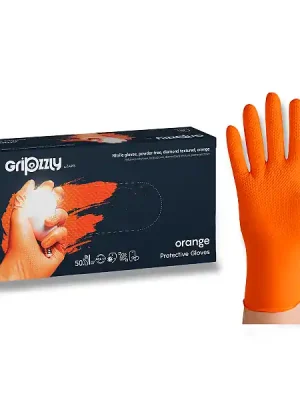 Akční Nabídka easyCARE Gripzzly - jednorázové nitrilové rukavice - oranžové, velikost L, 50 ks