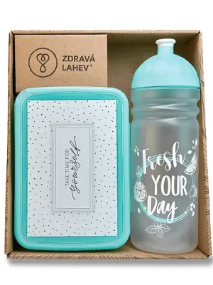 Akční Cena Zdravá lahev - set svačinového boxu a lahve - tyrkysový
