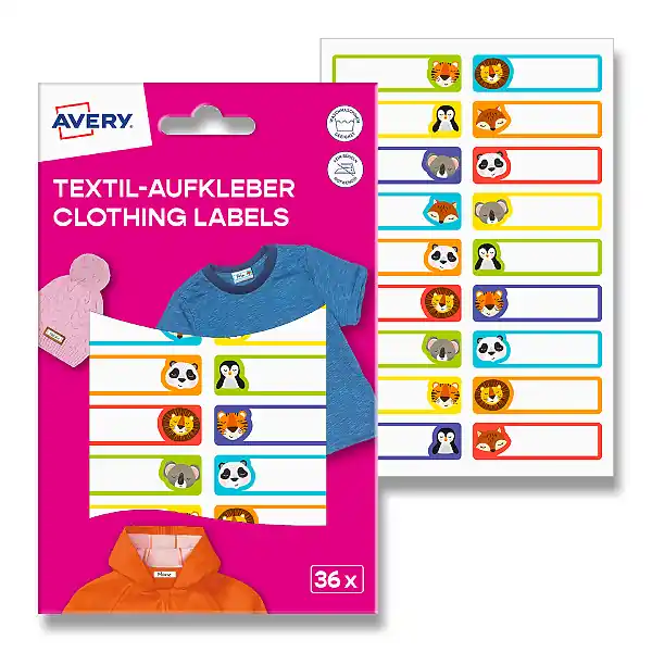 Avery Zweckform - etikety na textil - zvířátka, 45 x 13 mm, 36 etiket Víkendová Akce