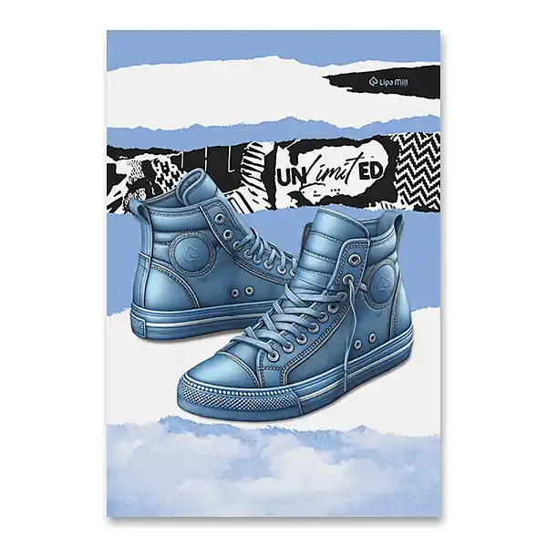 Akce Premium Sneakers 2025 - školní sešit - A4, linkovaný, 40 listů, mix motivů