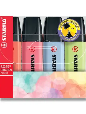Zlevněný STABILO BOSS ORIGINAL Pastel New Color - zvýrazňovač - sada 4 barev