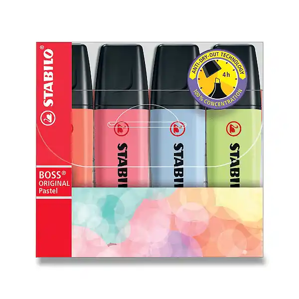 Zlevněný STABILO BOSS ORIGINAL Pastel New Color - zvýrazňovač - sada 4 barev