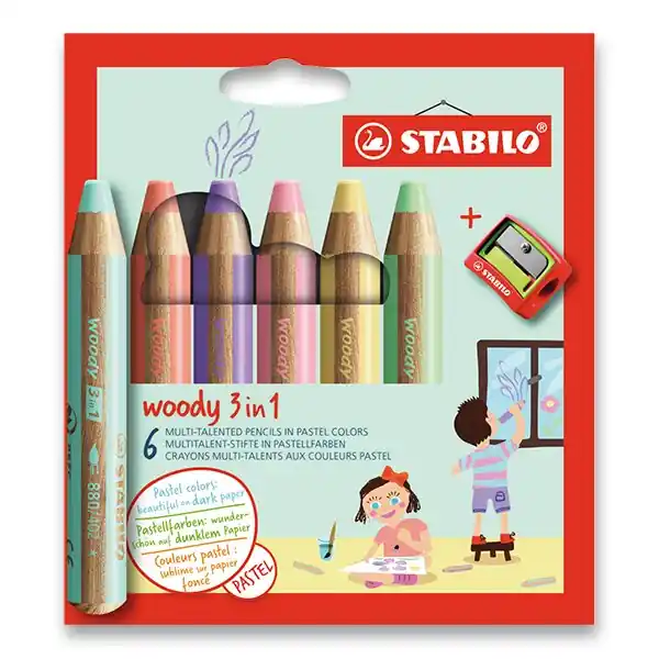 STABILO woody 3 in 1 Pastel - pastelka - 6 barev Cenově Výhodný
