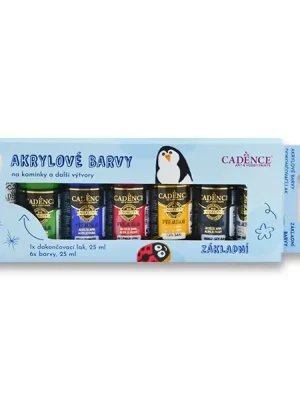 Akce Cadence Premium - akrylové barvy na kamínky - sada 6 základních barev + akrylový lak