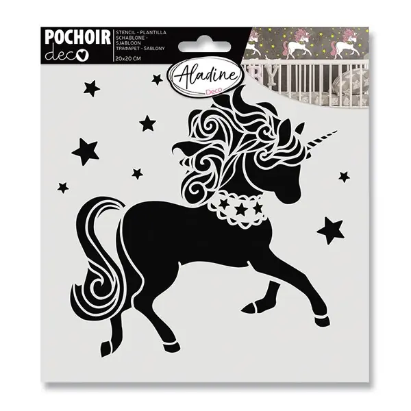 Aladine - plastová šablona - Jednorožec - 20 x 20 cm Hit Sezóny