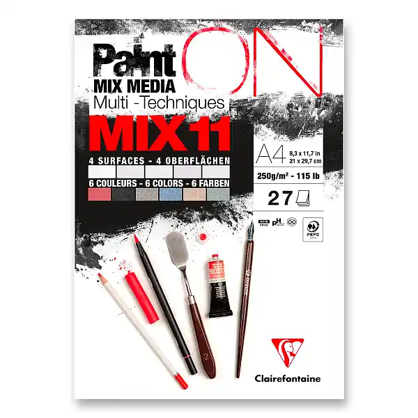 Clairefontaine Paint‘ON Mix11 - blok - A4, 27 listů, 250 g Finální Výprodej