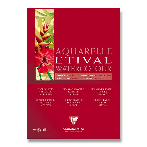 Objednat Nyní Clairefontaine Etival Classic Grain - akvarelový blok - A4, 10 listů, 200 g