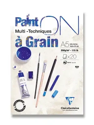 Značkový Clairefontaine Paint‘ON Grain - blok - A5, 20 listů, 250 g