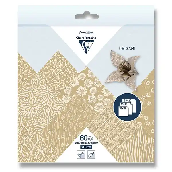 Dokud Zásoby Vydrží Clairefontaine Origami Flowers kraft - sada papírů - 60 listů