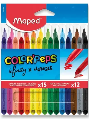 Značkový Maped Color‘Peps Infinity - pastelky - 15 ks + 12 ks fixů Jungle