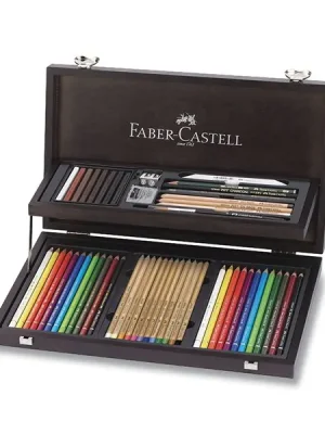 Značkový Faber-Castell Compendium - sada pro kresbu - 54 ks, dřevěná kazeta