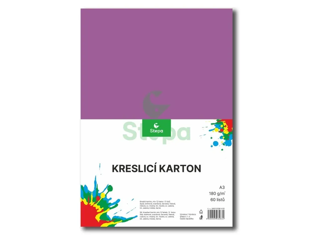 Cenový Hit Kreslicí karton - mix 12 barev, A3, 180g (60 listů) Stepa