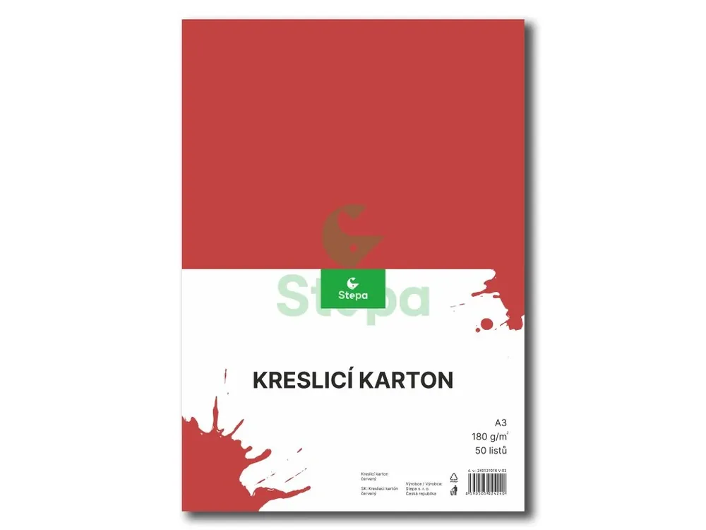 Kreslicí karton - červený, A3, 180g (50 listů) Stepa Víkendová Akce