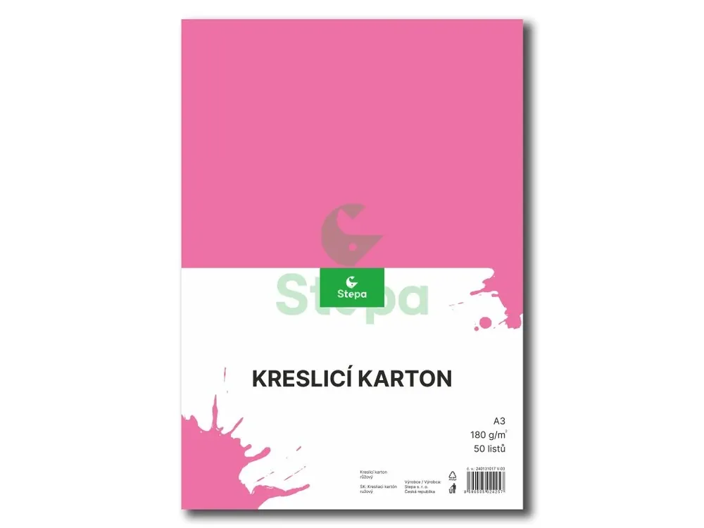 Cenově Výhodný Kreslicí karton - růžový, A3, 180g (50 listů) Stepa