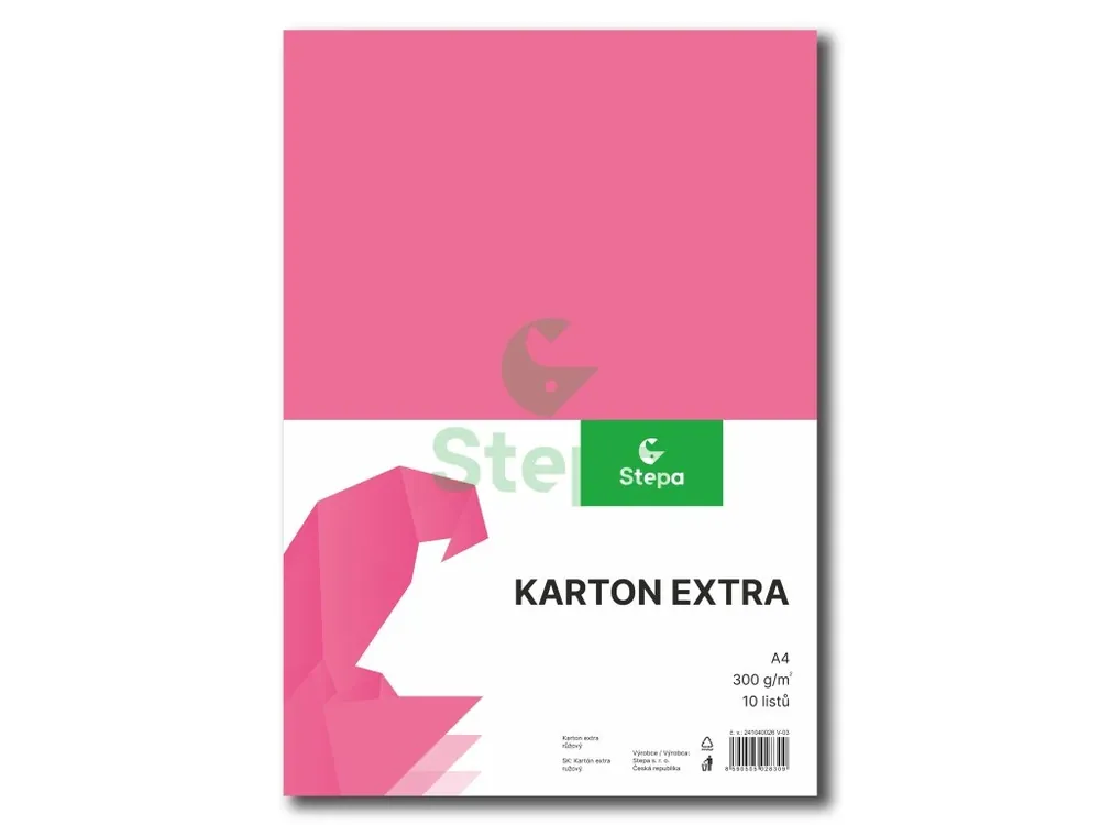 Cenový Hit Barevný karton EXTRA - růžový, A4, 300g (10 listů) Stepa