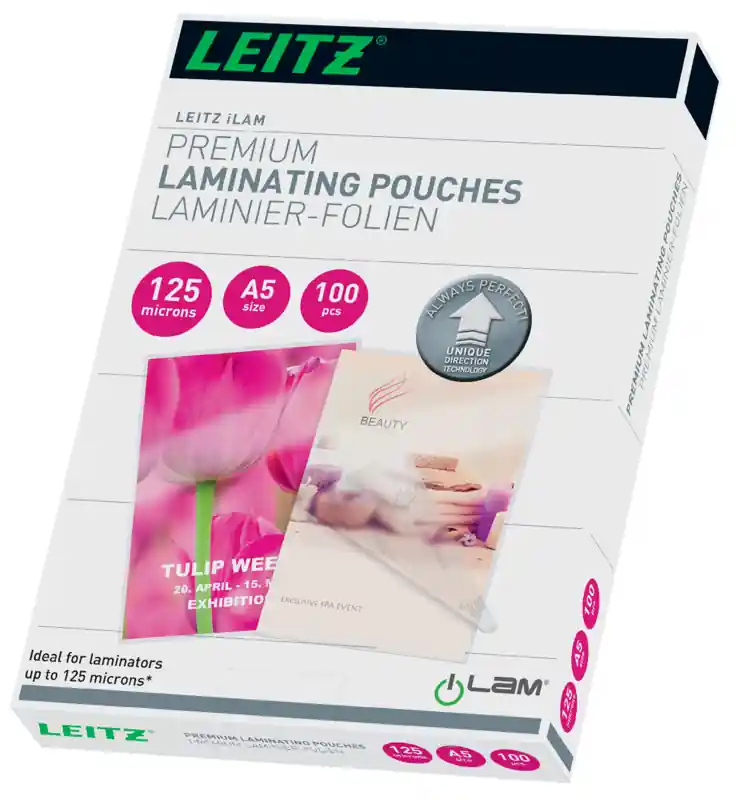 Značkový Laminovací pouzdro Leitz A5 se směrovací technologií 125µ 100ks (Poprokan.cz)